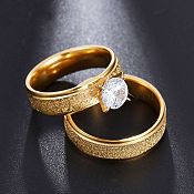 Fashion Circle Stainless Steel Plating Inlay Zircon Rings 1 Piece