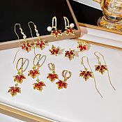 Retro Maple Leaf Alloy Inlay Zircon Women'S Jewelry Set