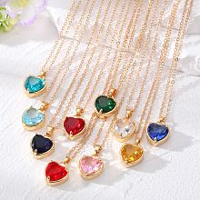 Fashion Heart Shape Alloy Inlay Glass Women'S Pendant Necklace 1 Piece LA3757